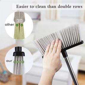 img 1 attached to 🧹 Broom and Dustpan Set with Lid - Outdoor or Indoor Dust Pan with Combo, 3-Foot Long Stainless Steel Standing Upright for Room, Office, Home, Kitchen Floor Cleaning - Whisk Brush Set for Lobby, Pet Dog Hair Removal (Black)