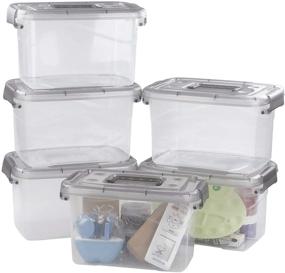 img 4 attached to 📦 Sosody 5 Liter Plastic Clear Storage Bins with Small Latch Boxes - 6 Pack