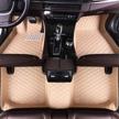 muchkey car floor mats fit for b mw x5 g05 2019-2021 full coverage all weather protection non-slip leather floor liners beige logo