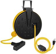 🔌 dewenwils 30-foot retractable extension cord reel for garage and shop - ceiling/wall mount, 16/3 gauge sjtw power cord with 3 electrical outlets pigtail, 10 amp circuit breaker, metal plate - etl listed logo