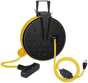img 4 attached to 🔌 Dewenwils 30-Foot Retractable Extension Cord Reel for Garage and Shop - Ceiling/Wall Mount, 16/3 Gauge SJTW Power Cord with 3 Electrical Outlets Pigtail, 10 Amp Circuit Breaker, Metal Plate - ETL Listed