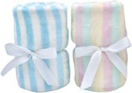 🚼 ultra soft baby blankets, comfortable coral fleece plush blankets for infants & toddlers, cute new york 2 pack - perfect gifts for newborns, girl & boy blankets, 30 x 40 inches (blue stripes & rainbow stripes set) logo