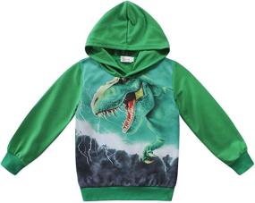 img 4 attached to 🦖 Dinosaur Sleeve Pullover Sweatshirts Hoodies for Boys - Stylish Fashion Hoodies & Sweatshirts