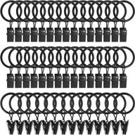 vintage black curtain rings with clips - 44 pack, 1 inch diameter, 🔗 compatible with up to 5/8 inch rod - perfect for drapery, drapes, bows, hats, caps logo