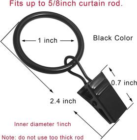 img 3 attached to Vintage Black Curtain Rings with Clips - 44 Pack, 1 inch Diameter, 🔗 Compatible with up to 5/8 inch Rod - Perfect for Drapery, Drapes, Bows, Hats, Caps