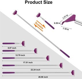 img 3 attached to Телескопические расчески для спины 4 штуки с сумкой для ношения - портативные расчески для спины для мужчин и женщин