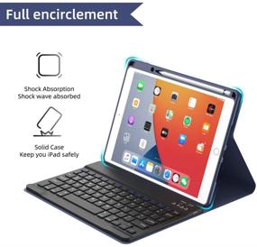 img 1 attached to iPad 8th Generation Case with Keyboard and iPad 7th Generation 10.2 Inch Folding Cover: Thin Slim Smart Folio with Pencil Holder and Detachable Bluetooth Keyboard - Blue