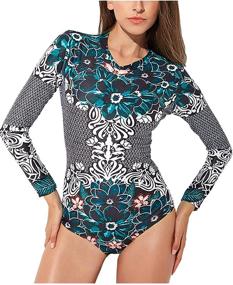 img 4 attached to FEOYA Sleeve Monokini Athletic Swimsuits Women's Clothing