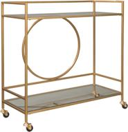 🍾 glam metal bar cart with caster wheels, gold by signature design - ashley jackford logo