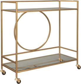 img 3 attached to 🍾 Glam Metal Bar Cart with Caster Wheels, Gold by Signature Design - Ashley Jackford