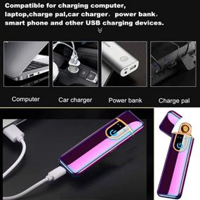 img 1 attached to 🔥 ATian Color Ice Electronic Lighter: Rechargeable Touch Ignition USB Charging Lighter | Windproof Plasma Lighter for Candle, Cigarette | Power Indicator | Flameless Boyfriends Gifts