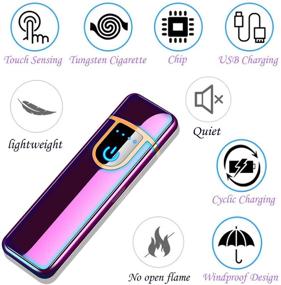 img 3 attached to 🔥 ATian Color Ice Electronic Lighter: Rechargeable Touch Ignition USB Charging Lighter | Windproof Plasma Lighter for Candle, Cigarette | Power Indicator | Flameless Boyfriends Gifts