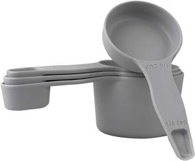 img 1 attached to Storage Theory 2-in-1 Combo Measuring Cup & Spoon Set: Space Saving, Food Grade Material, Dishwasher Safe - Grey Color, 4 Piece Set