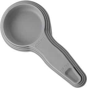 img 3 attached to Storage Theory 2-in-1 Combo Measuring Cup & Spoon Set: Space Saving, Food Grade Material, Dishwasher Safe - Grey Color, 4 Piece Set