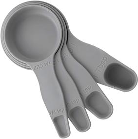 img 2 attached to Storage Theory 2-in-1 Combo Measuring Cup & Spoon Set: Space Saving, Food Grade Material, Dishwasher Safe - Grey Color, 4 Piece Set