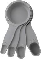 storage theory 2-in-1 combo measuring cup & spoon set: space saving, food grade material, dishwasher safe - grey color, 4 piece set logo