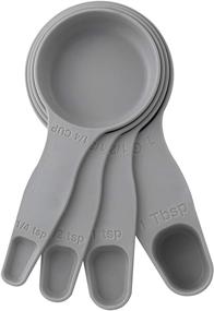 img 4 attached to Storage Theory 2-in-1 Combo Measuring Cup & Spoon Set: Space Saving, Food Grade Material, Dishwasher Safe - Grey Color, 4 Piece Set