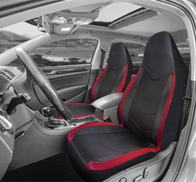 img 3 attached to 🚗 Enhance Your Ride with PIC AUTO High Back Car Seat Covers: Sports Carbon Fiber Mesh Design in Red, Universal Fit and Airbag Compatible