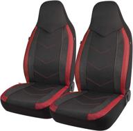 🚗 enhance your ride with pic auto high back car seat covers: sports carbon fiber mesh design in red, universal fit and airbag compatible logo