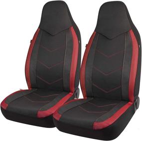 img 4 attached to 🚗 Enhance Your Ride with PIC AUTO High Back Car Seat Covers: Sports Carbon Fiber Mesh Design in Red, Universal Fit and Airbag Compatible