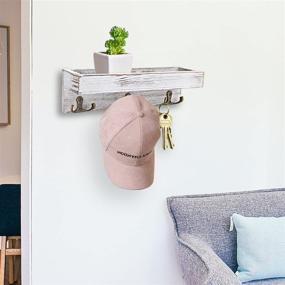 img 1 attached to 🔑 Enhance Your Entryway with our Rustic White Floating Shelf: Key Holder, Mail Organizer, and Coat Hanger combo with Vintage Hooks (3 Hooks)