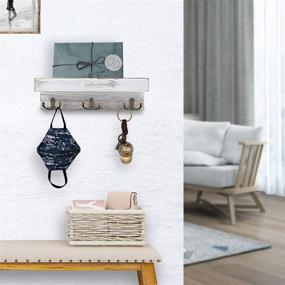 img 3 attached to 🔑 Enhance Your Entryway with our Rustic White Floating Shelf: Key Holder, Mail Organizer, and Coat Hanger combo with Vintage Hooks (3 Hooks)