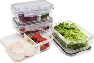 🍽️ glass food storage containers: 4-pack with airtight lids, 28oz each [bpa-free]. versatile & safe-to-use: microwave, fridge, freezer, dishwasher, oven логотип