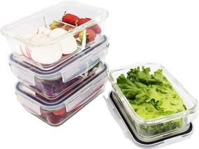 img 3 attached to 🍽️ Glass Food Storage Containers: 4-Pack with Airtight Lids, 28oz Each [BPA-Free]. Versatile & Safe-to-Use: Microwave, Fridge, Freezer, Dishwasher, Oven