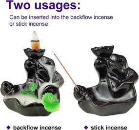 img 1 attached to 🌊 Waterfall Incense Holder: Backflow Cone Ceramic Burner with 20 Free Cones, Mat, and Tweezers