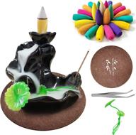 🌊 waterfall incense holder: backflow cone ceramic burner with 20 free cones, mat, and tweezers logo