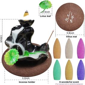 img 3 attached to 🌊 Waterfall Incense Holder: Backflow Cone Ceramic Burner with 20 Free Cones, Mat, and Tweezers