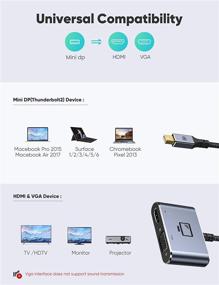 img 3 attached to 🔌 Capshi Mini DisplayPort to HDMI VGA Adapter: 4K Aluminum Alloy/Nylon Braid, Simultaneous HDMI and VGA Usage, Thunderbolt 2.0 Converter for MacBook Pro, Air, iMac, Surface