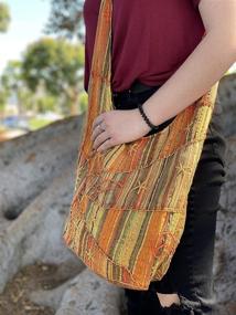 img 1 attached to 🌞 Exquisite Orange Embroidered Peace and Sunrise Sling Boho Handbag - Perfect for Style Enthusiasts!