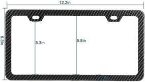 img 3 attached to 🚗 Seamei Aluminum Alloy Carbon Fiber Pattern License Plate Frames: Slim Size with Non-Slip Mat, Anti-Theft Screw Cap, and Screw Covers (2 holes-2Pcs)