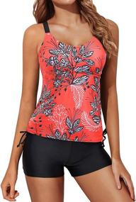 img 4 attached to Tempt Me Women's Drawstring Boyshort Swimsuit: Fashionable Beachwear for Women