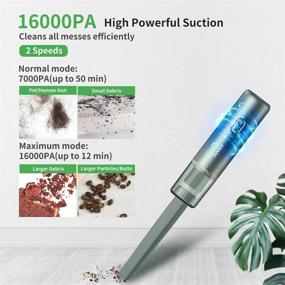 img 2 attached to 🌿 BASA Mini Cordless Vacuum with 16Kpa Suction, Rechargeable Li-ion Battery, Pet Hair Cleaning for Home, Office, Car - Portable Handheld Vacuum Cleaner (Green)