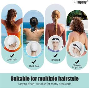 img 2 attached to 🏊 Tripsky Silicone Swim Cap for Women and Men - Ideal for Curly, Short, Medium & Long Hair - Comfortable Bathing Cap, Keeps Hairstyle Intact - Perfect for Swimming and Showering