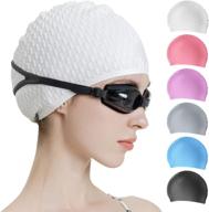 🏊 tripsky silicone swim cap for women and men - ideal for curly, short, medium & long hair - comfortable bathing cap, keeps hairstyle intact - perfect for swimming and showering logo