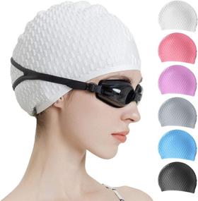 img 4 attached to 🏊 Tripsky Silicone Swim Cap for Women and Men - Ideal for Curly, Short, Medium & Long Hair - Comfortable Bathing Cap, Keeps Hairstyle Intact - Perfect for Swimming and Showering