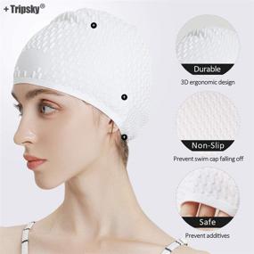 img 1 attached to 🏊 Tripsky Silicone Swim Cap for Women and Men - Ideal for Curly, Short, Medium & Long Hair - Comfortable Bathing Cap, Keeps Hairstyle Intact - Perfect for Swimming and Showering