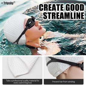 img 3 attached to 🏊 Tripsky Silicone Swim Cap for Women and Men - Ideal for Curly, Short, Medium & Long Hair - Comfortable Bathing Cap, Keeps Hairstyle Intact - Perfect for Swimming and Showering