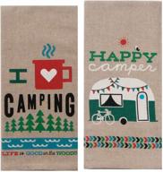 🏕️ kay dee designs camping adventures chambray towel set - happy camper & i heart camping logo