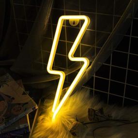 img 4 attached to Warm White Lightning Bolt Neon Sign Wall Light - OHLGT LED Neon Light for Home, Kids Room, Bar, Party, Christmas, Wedding - Battery and USB Operated Decorative Lights