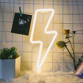 img 3 attached to Warm White Lightning Bolt Neon Sign Wall Light - OHLGT LED Neon Light for Home, Kids Room, Bar, Party, Christmas, Wedding - Battery and USB Operated Decorative Lights