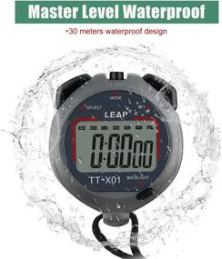 img 1 attached to ⏱️ LEAP Digital Stopwatch Timer - Large Display Stop Watch with 30M Waterproof, EL Backlight Function - Designed for Sport Coaches, Referees, Fitness Teachers, and Athletes