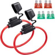 febrytold 10 gauge inline fuse holder - 2 pack: waterproof pigtail fuse relay with 30amp & 40amp blade fuses - ideal for car, truck, boat, motorcycle logo