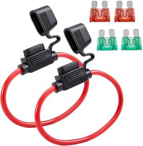 img 4 attached to Febrytold 10 Gauge Inline Fuse Holder - 2 Pack: Waterproof Pigtail Fuse Relay with 30AMP & 40AMP Blade Fuses - Ideal for Car, Truck, Boat, Motorcycle