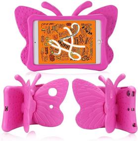 img 4 attached to Simicoo IPad Mini 4 3 2 3D Cute Butterfly Case For Kids Light Weight EVA Stand Shockproof Rugged Heavy Duty Kids Friendly Tablet Case For IPad Mini 4 3 2 (Rose)