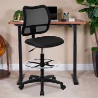 улучшите эргономику комфорта с помощью стула flash furniture mid-back black с сетчатой спинкой для черчения. логотип