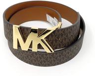 🔘 brown reversible belt with michael kors signature logo logo